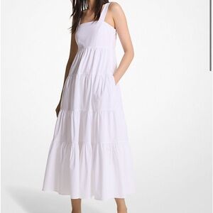 Michael Kors White Smocked Tiered Sundress